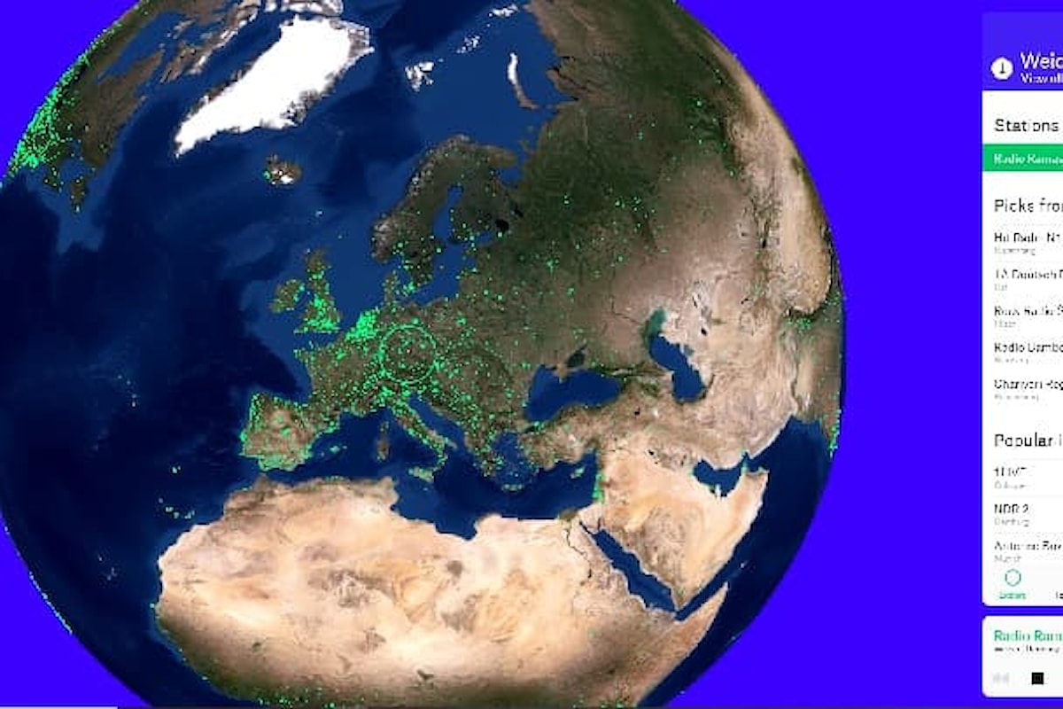 Radio Garden, il mappamondo virtuale con le radio di tutto il mondo ascoltabili via internet
