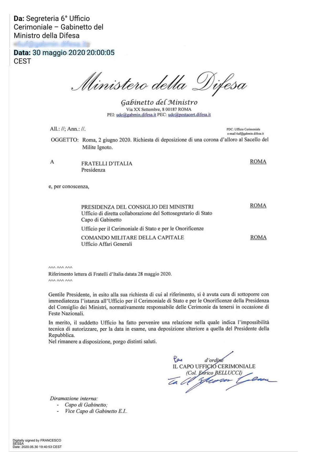 Negata ai primatisti l'autorizzazione a deporre una corona di fiori all'Altare della Patria: attentato alla democrazia!