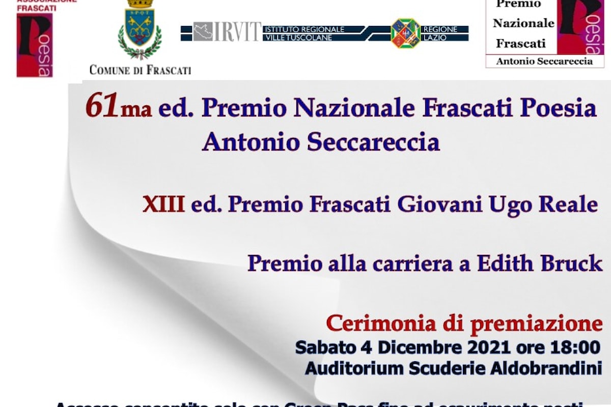 61.ma ed. Premio Nazionale Frascati Poesia Antonio Seccareccia, Cerimonia di premiazione