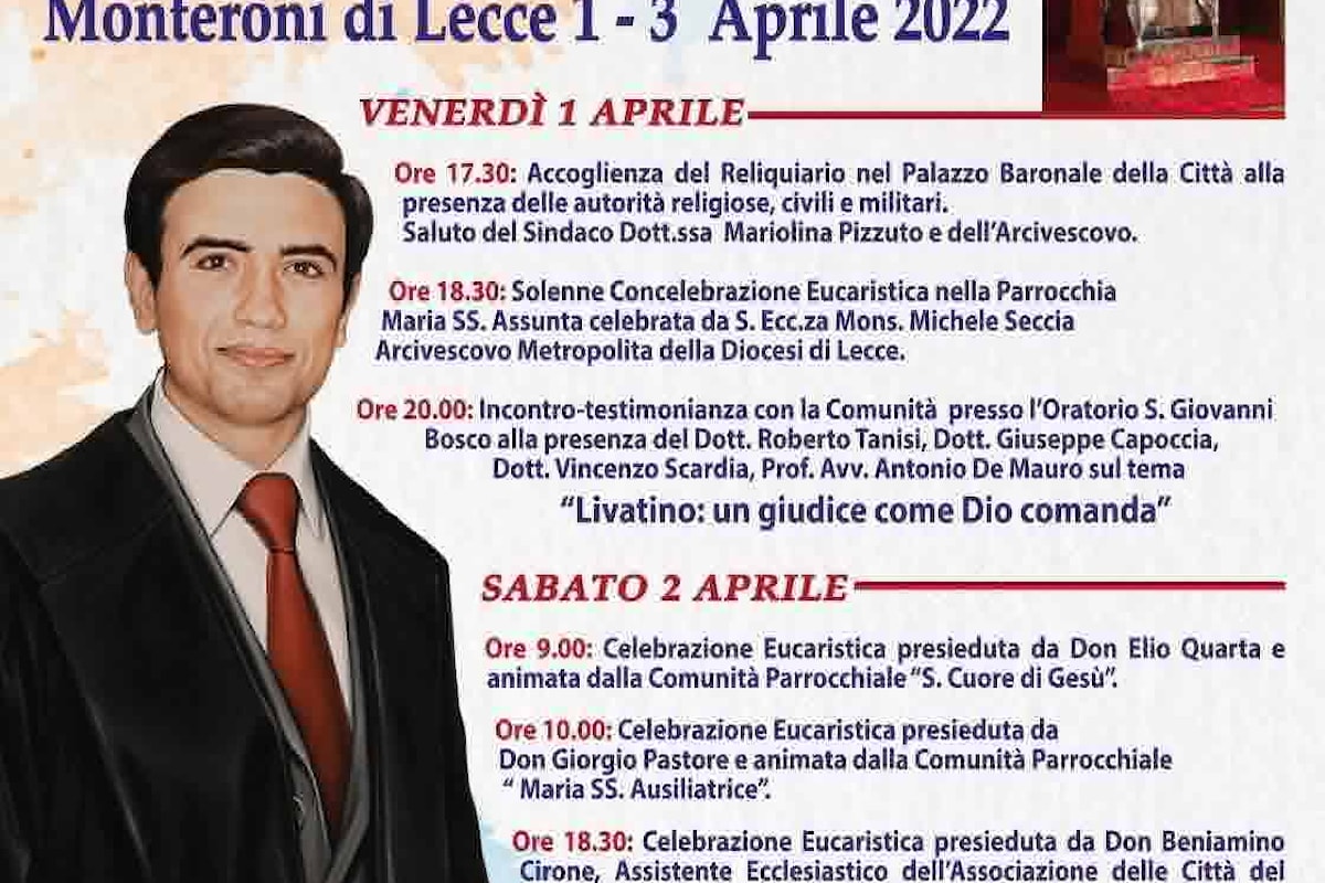 PEREGRINATIO RELIQUIARIO BEATO. Monteroni di Lecce. 1-3 Aprile