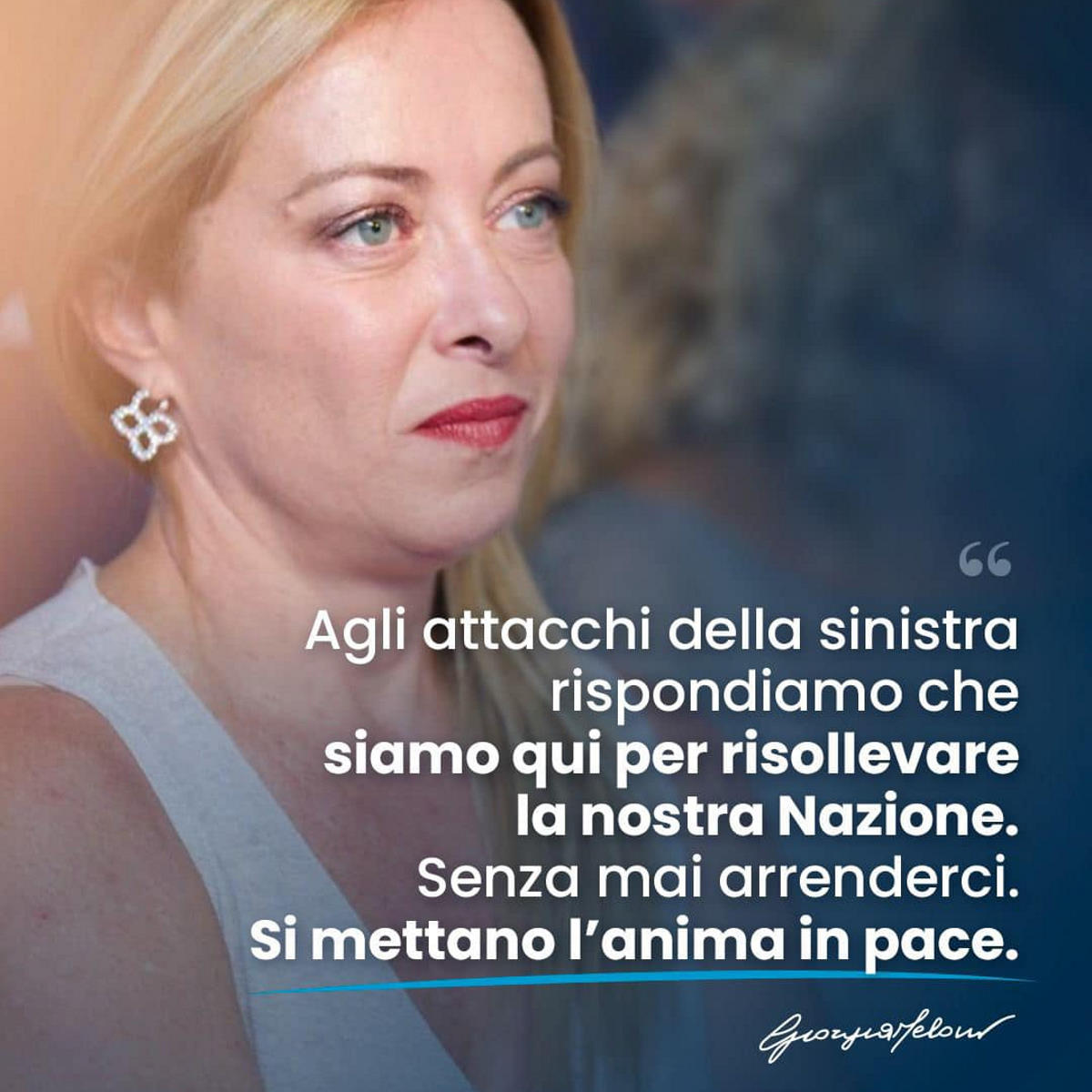 La sora Meloni, la risollevatrice della Nazione, dice che la sinistra insulta gli italiani... che l'hanno votata