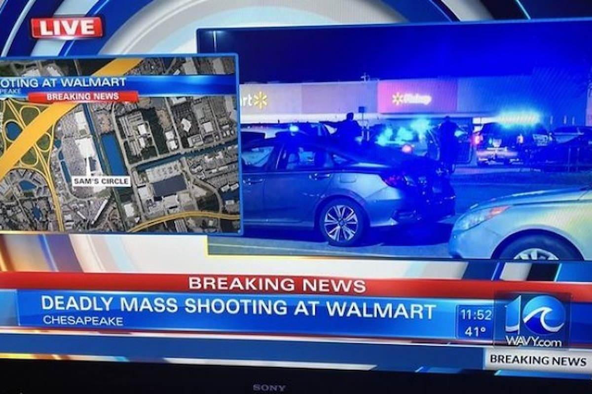 7 i morti nella sparatoria avvenuta in tarda sera in un Walmart di Chesapeake, in Virginia