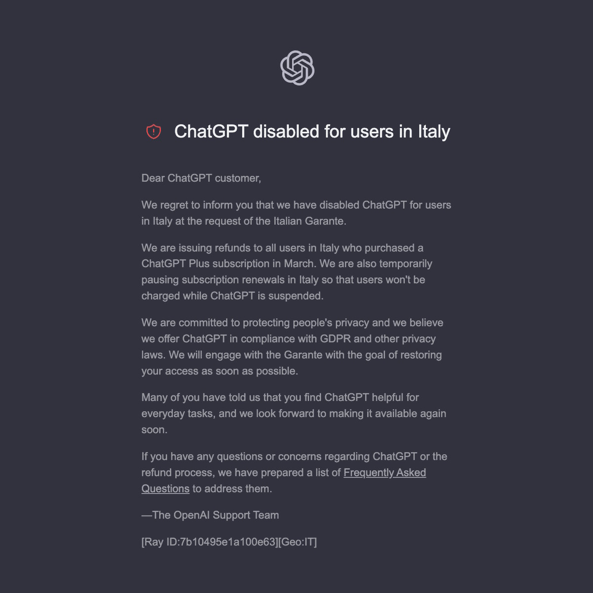 ChatGPT bloccato in Italia dal Garante della Privacy
