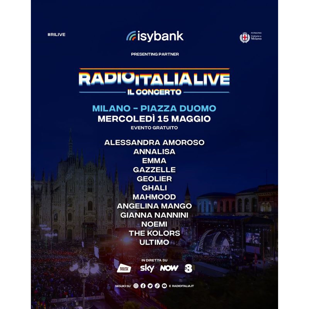 Da Emma a Gianna Nannini: svelato il grande cast del Radio Italia Live - Il Concerto del 15 maggio, a Piazza Duomo, a Milano