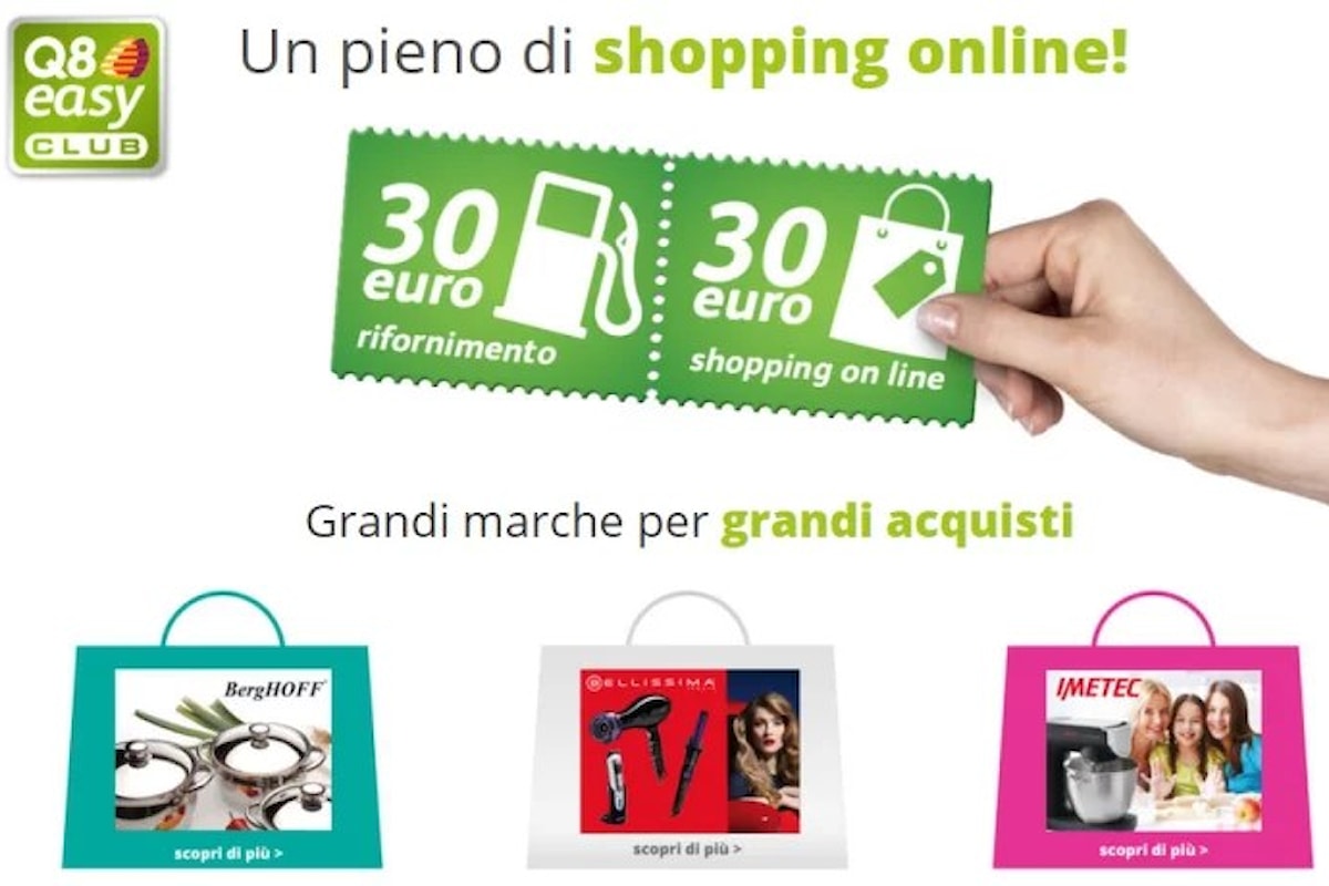 Spendi e riprendi con Q8: buoni sconto per acquistare online facendo benzina