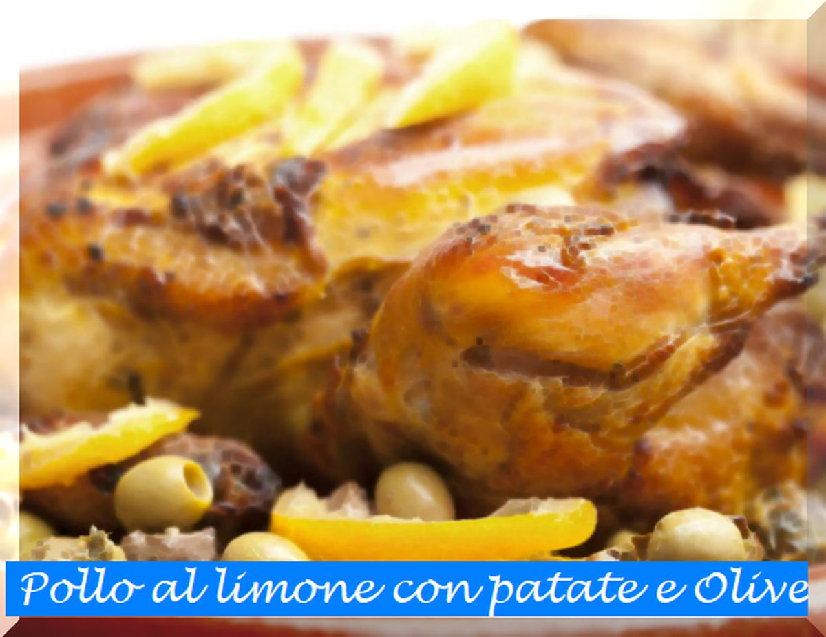 Pollo al limone con patate e olive con ingredienti e preparazione
