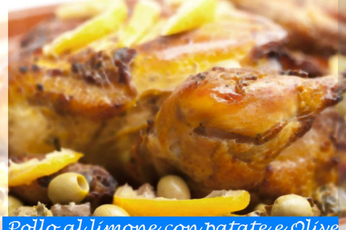 Pollo al limone con patate e olive con ingredienti e preparazione
