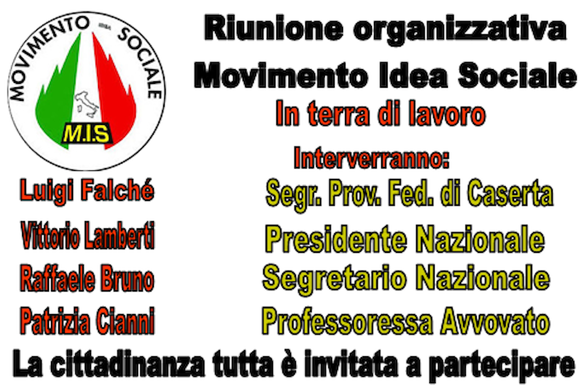 Riunione organizzativa Movimento Idea Sociale a Caserta