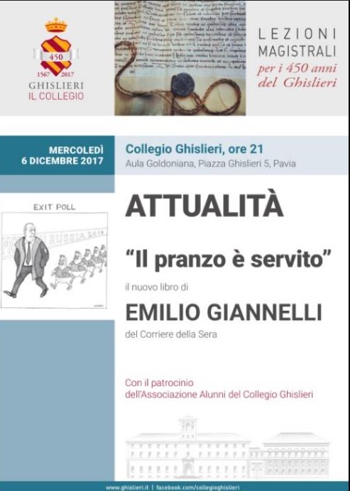 Emilio Giannelli al Ghisleri con IL PRANZO È SERVITO